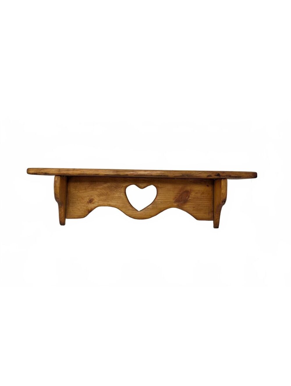 Vintage Rustic Pine Wall Shelf Heart Cutout Country Farmhouse 18 Inch
